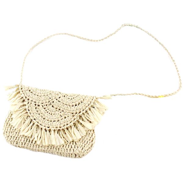 

tassel straw bag paper rope hook flower big flip hand-women bag casual handbag beach bag(beige