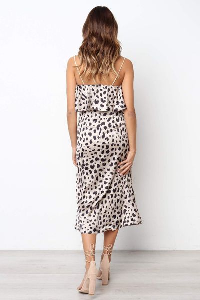 

женщины лето новые элегантные точки платье спагетти ремень leopard пляжные платья повседневные платья, Black;gray