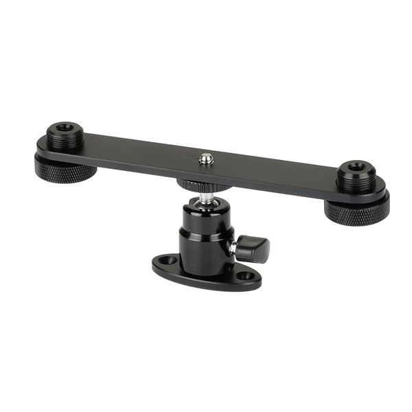 

camvate 1/4" ball head with wall mount t-bar bracket with double microphone mounts c2071
