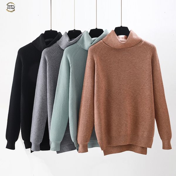 

повседневный негабаритные осень зима водолазка свитера пуловеры женщины с длинным рукавом сыпучие основные женские толстые трикотажные свите, White;black