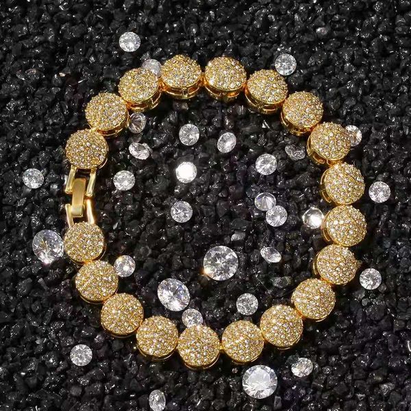 

8 дюймов 10мм замороженный из цепи браслеты для мужчин роскошные дизайнерские мужские побрякушки алмазов теннис браслет цепи сплава горный х, Black