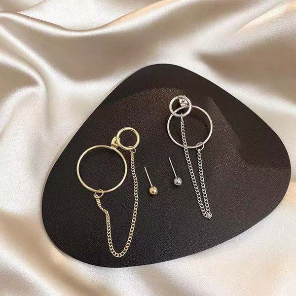 

asymmetric geometric circle long earrings gold silver color metal tassel earrings for women statement pendant earings jewelry