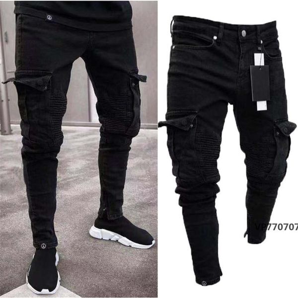 

long pencil pants ripped jeans slim spring hole 2020 men's fashion thin skinny jeans for men hiphop trousers clothes clothing, Blue