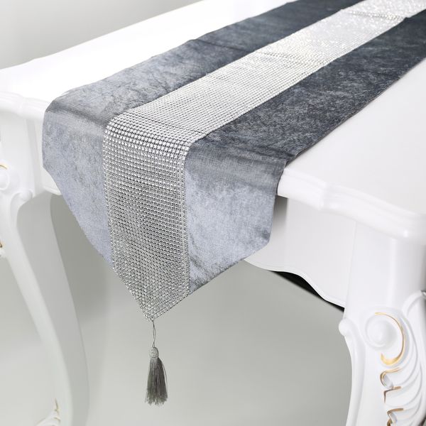 

32*180cm coffee table runner cloth home decoration fashion l table cushion diamond luxury flannel tablecloth decoration