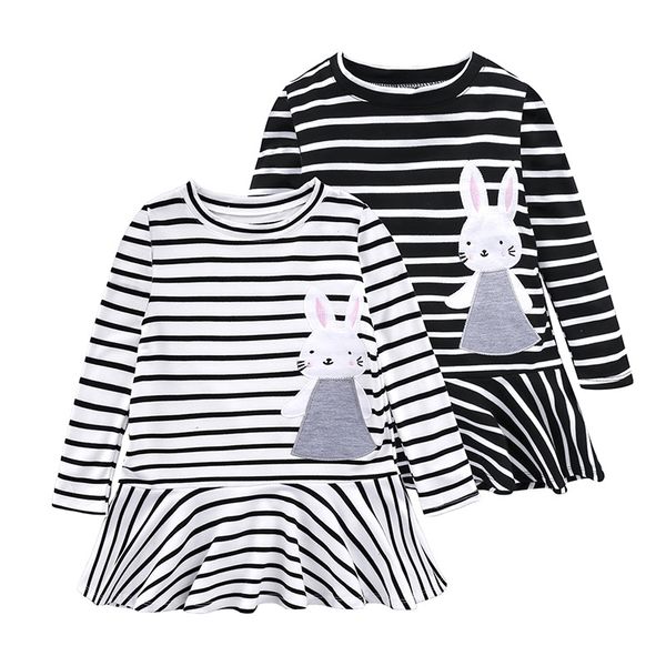

striped girls dress kids patch embroidered child dresses children's clothing long sleeves cotton girl dress kids clothes, Red;yellow
