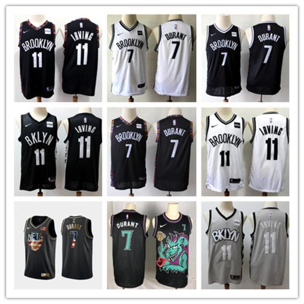 

2020 mens brooklyn nets gray 7 kevin durant jersey 11 kyrie irving city 32 julius erving basketball edition vintage jerseys, Black;red