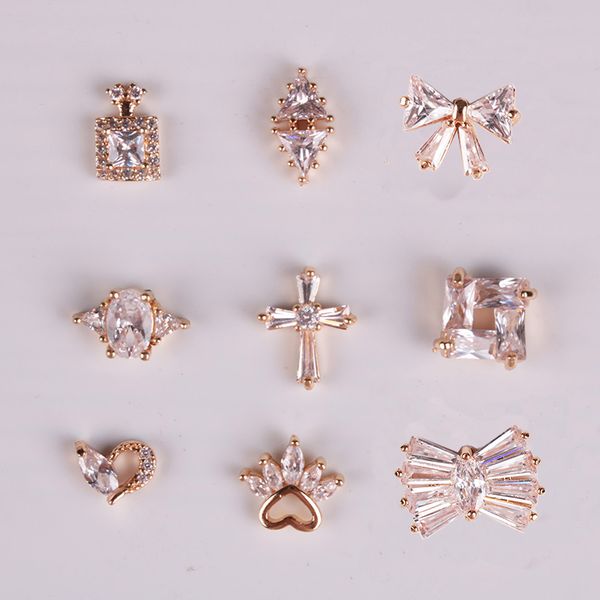 

10pc gold 3d strass rhinestones jewelry metal alloy nail art gems fashion glitter zircon nail charms er002, Silver;gold