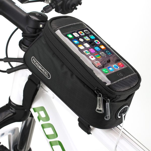 Bicycle Mobile Bag Bike Storage Cycling Pouch MTB Front Tube Frame Accessories
