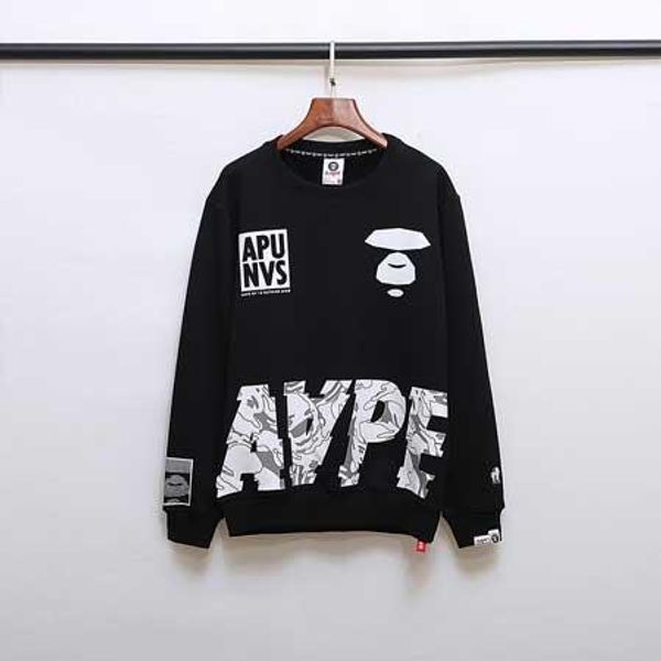 

aape designer luxury hoodie fashionable new sweatshirt black casual upscale printed pullover street h