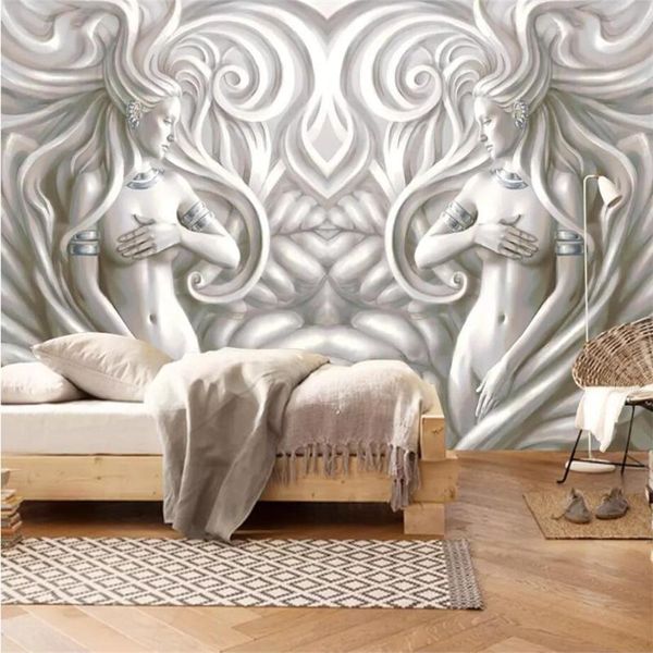 

mural custom wallpaper 3d embossed beauty sculpture modern fashion 3d tv background wall murals papel de parede wallpaper