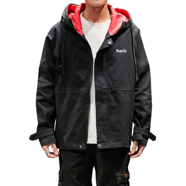 

new style embroidery black jackets tooling clothing coats men fashion hip hop zipper jackets outerwear men m-5xl, Black;brown