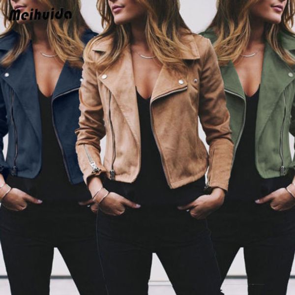 

2019 new fashion autumn women ladies flannel jacket flight coat zip up biker motorcycle clothes female jacket clothing sets, Black;brown