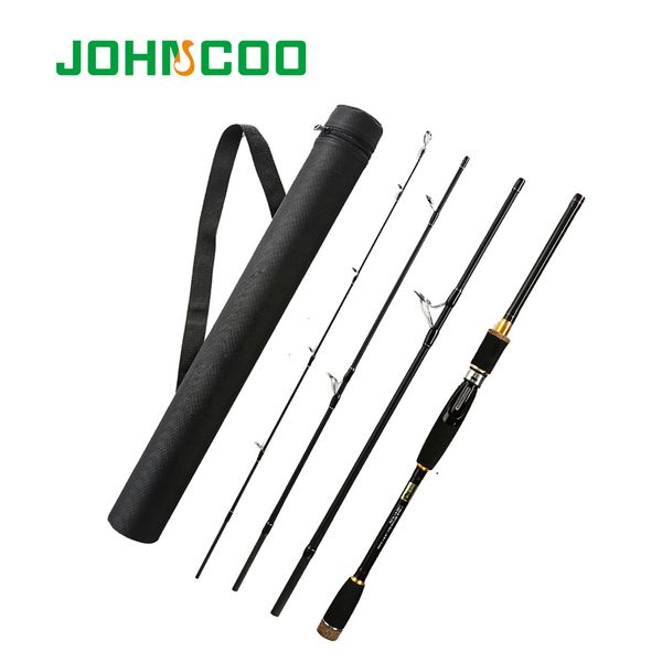 

johncoo carbon fishing rod 2.1m 2.4m 2..7m 3.0m 4 sections travel rod vara de pesca spinning casting packing tube feeder