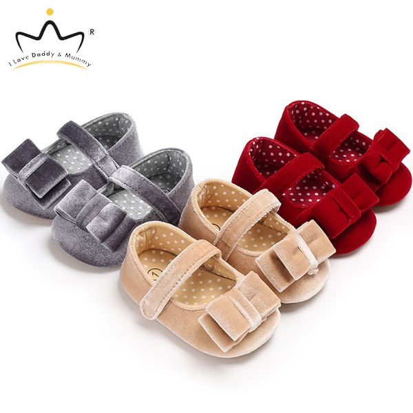 

new baby обувь для девочек большого bowknot мягкого бархата весна лето детской обувь антипробуксовочной малыша для принцессы девушка