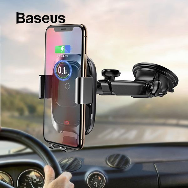 

baseus qi wireless car charger for iphone fast wireless charging charger infrared induction car phone charger holder stand