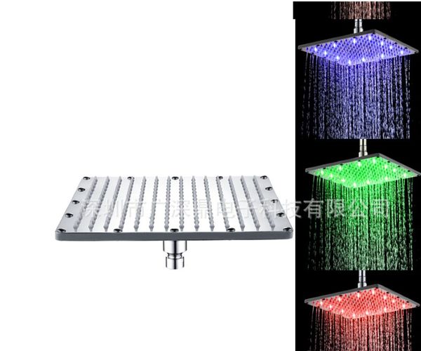 

12 inch 30x30cm square solid brass led rain shower head chrome bathroom ceiling sprayer
