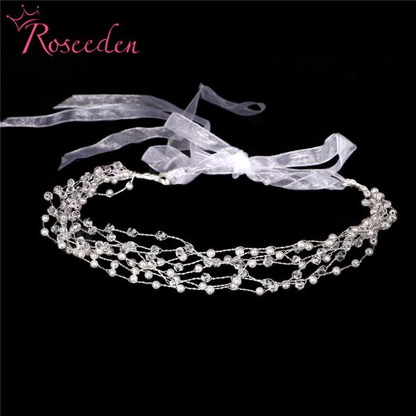 

l wedding hair accessories crystal pearl wedding hairbands headband tiaras romantic bridal handmade hair vine re3289-2, Golden;white