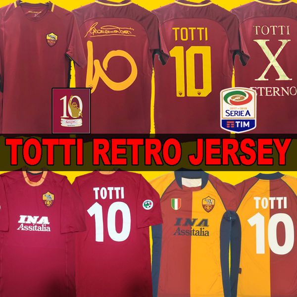 

2000 2001 2002 retro roma soccer jersey 00 01 02 totti batistuta candela montella shirt 17 18 rome 2017 2018 maglia da calcio, Black;yellow