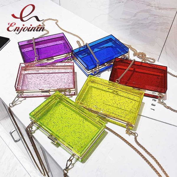 

fashion sequin box women acrylic clear purses and handbags party clutch bag evening bag ladies shoulder chain 2020 new bolsa