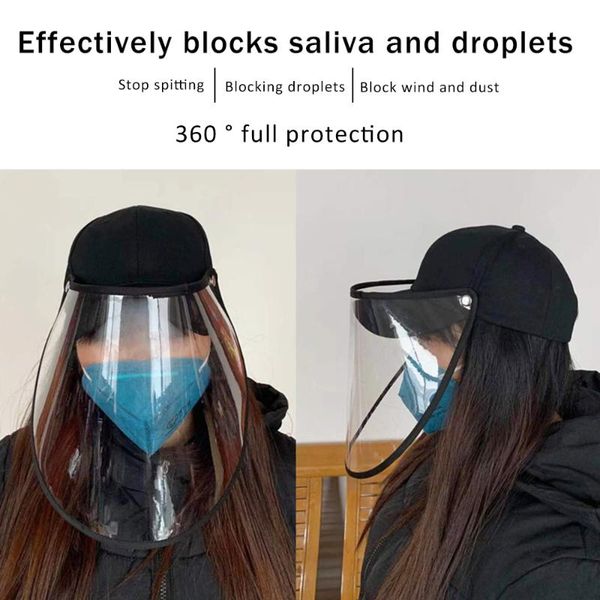 

spring coronary virus protective cap eye protection mask baseball cap women men removable anti-saliva face cover caps in stock