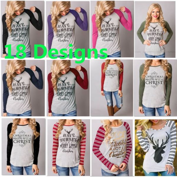 

christmas women t-shirt cotton printed elk reindeer pullover t-shirt for striped long sleeve sweatshirt blouse skirts 3xl dhl xd20672, Blue;gray