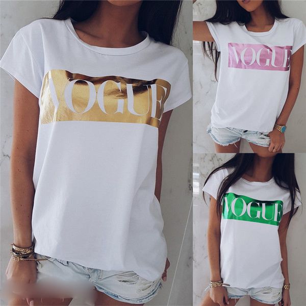 

поп письмо футболка женская vogue печатный футболка женская летняя футболка с коротким рукавом новейший стиль 2019, White