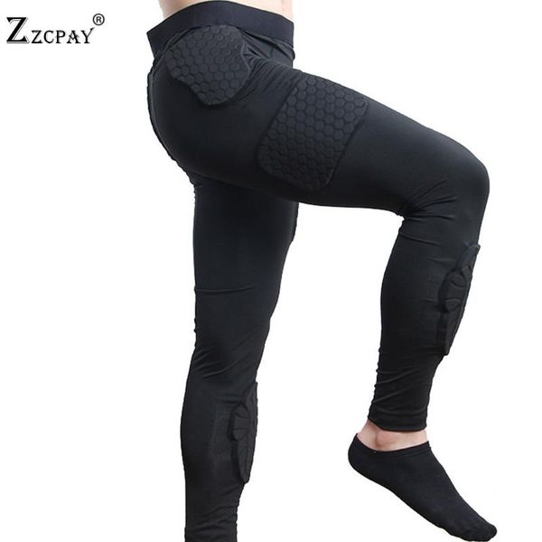 

men leggings fitness sportswear outdoor sports tights protection pad professional protection anti-collision pants training wear, Black;blue