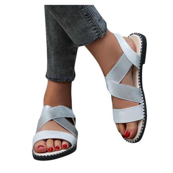 

sagace sandals women casual footwear beach shoes ladies summer soft bottom cross elastic roman style sandals mujer, Black