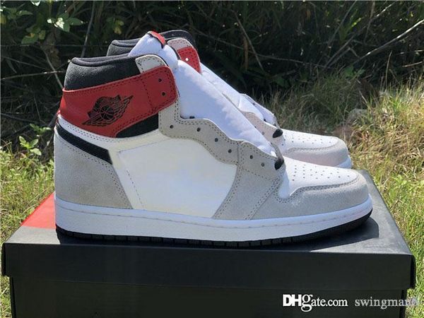 

air aauthentic 1 high og retro white black light smoke grey basketball shoes 555088-126 varsity red man sports sneakers with box