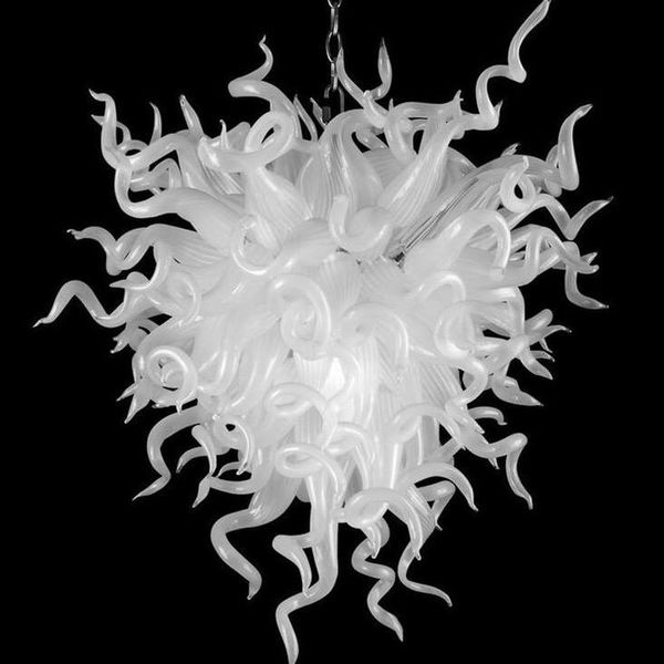 

new arrival luxury white glass crystal chandelier modern art decor led blown glass hanging chain chandelier