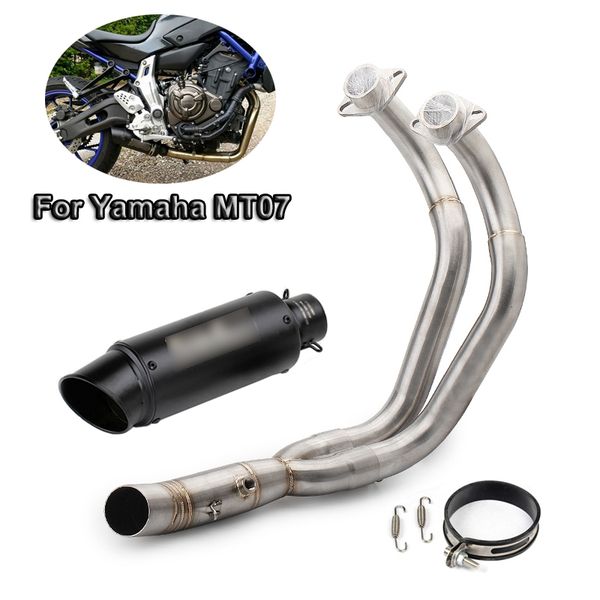 

for mt07 fz07 motorcycle full system exhaust muffler tip black front link pipe header connect pipe