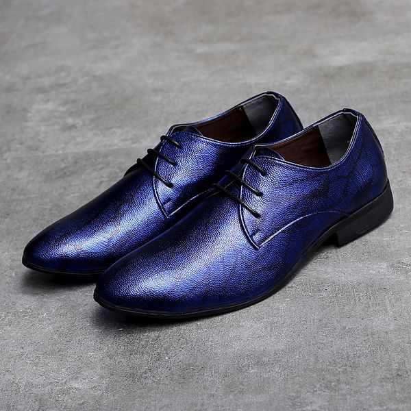 Sapatas Dos Homens de Couro de Camuflagem azul de Luxo Pele De Cobra Vestido de Noiva Calçado Masculino Moda Homem Oxford Sapatos para Homens