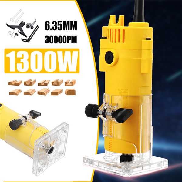 

1300w 6.35mm 30000rpm electric trimmer wood laminate router 110v us /220v eu woodworking trimming tools carving milling machine