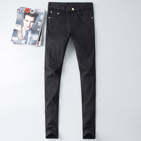 

мужские дизайнерские джинсы мода италия мужчины классический культивировать медуза повседневная рваные байкер джинсы vn4 slim fit брюки мода, Black