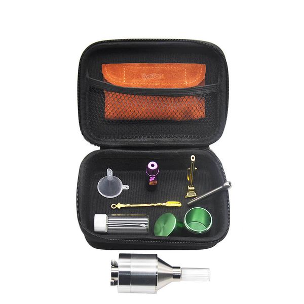 Pipes Kits Set Com 12pieces Herb Grinder Snuff Pill Box Garrafa Snorter Dispenser Nasal armazenamento caso Container fumadores Carry Zipper sacos DHL