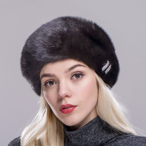 

fxfurs winter women's hat real natural berets hats brand new fashion fur caps female thick warm russian beanies caps, Blue;gray