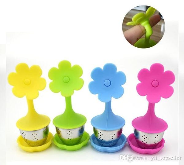 Criativo Chá de Silicone Infusor Flores Forma Silicone Teacup com Produto Comestível Fazer Filtro de Saco de Chá de Aço Inoxidável Strainers Difusor de Folhas de Chá