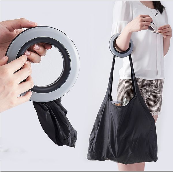 

disc fashion creative foldable round shopping bag eco friendly storage reusable bag large capacity handle portable shopping