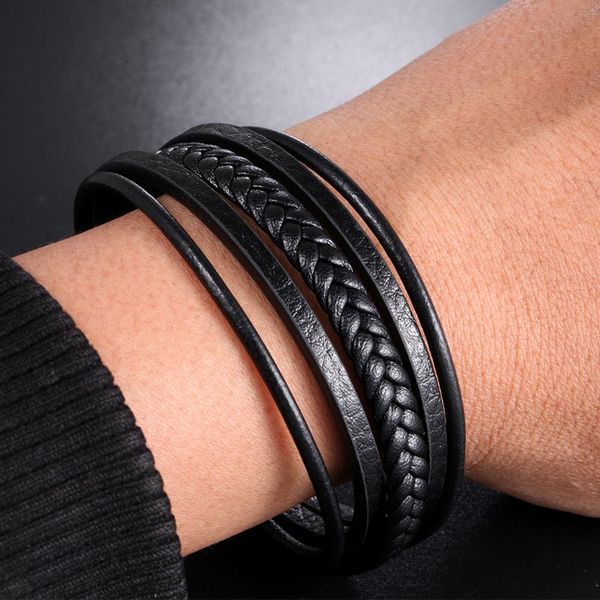 

2019 vintage handmade bracelet sets men fashion braiding coffee rope wrap bracelets & bangles male gift, Golden;silver