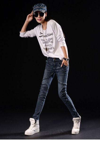 

the blue cultivate one's morality show thin leg pants big yard stretch pencil pants