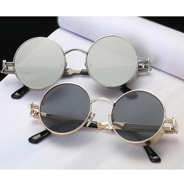 

new round sunglasses steampunk glasses outdoor sunscreen sunglasses anti-uv and women sunglasses men fashion g8w7, Silver