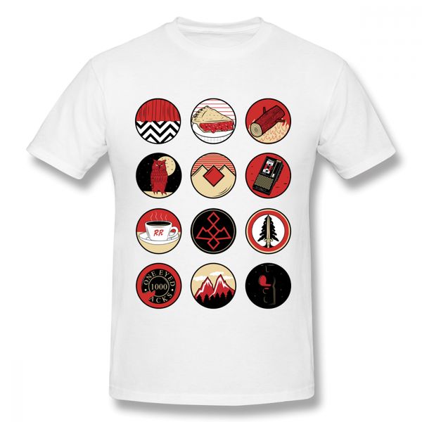 

round neck twin peaks icons man 100% cotton tees men hip hop short sleeve, White;black