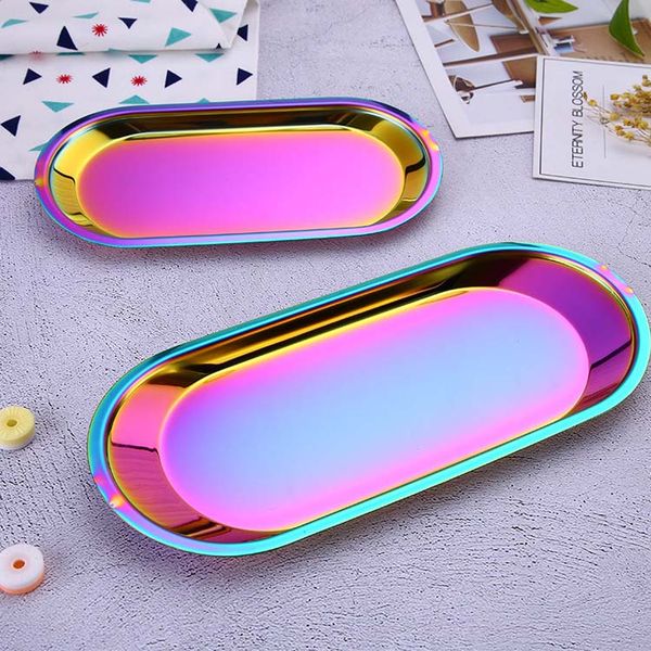2019 New Ful Metal Food Storage Tray For Kitchen Gold Oval Fruit