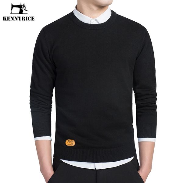 

kenntrice -3xl men sweater autumn slim fit o-neck classic solid color pullover men autumn casual business, White;black