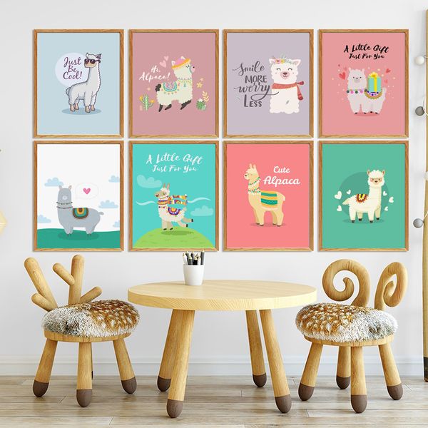 

cute baby alpaca quotes animals nordic posters and prints wall art canvas painting nursery wall pictures baby kids room decor