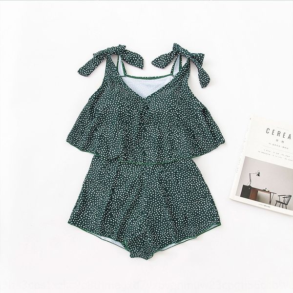 

hipster green polka dot one-piece swimsuit women's slim wide leg pants double wide leg pants dress dress layer anti-light, White;black