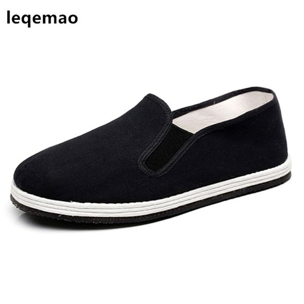 

new fashion spring autumn chinese traditional kun fu loafers classic old man sneaker canvas martial walking flats casual shoes, Black