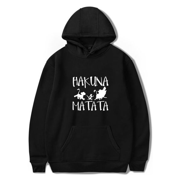 

the lion king simba movie soundtrack hakuna matata print hooded sweatshirt women/men clothes hoodies sweatshirt, Black