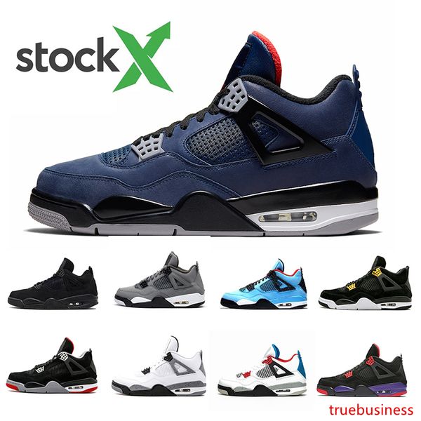 

stock x loyal blue 4 4s iv mens basketball shoes bred white cement what the cactus jack cool grey men women sports sneakers