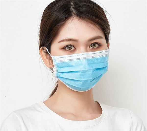 

ready to 3 ply masks blue pollution nonwoven 3ply dust pm2.5 ear loop3 layers dhl ship mask facemasks a9cb